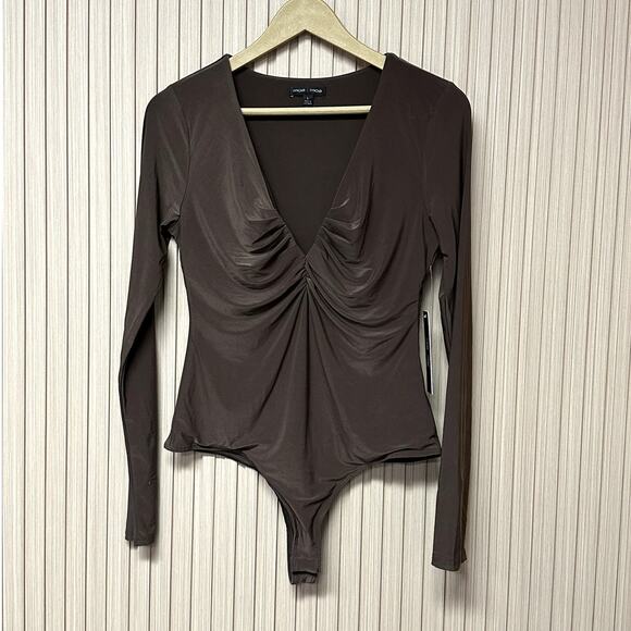 Moa Moa Brown Women's Rushed Bodysuit Size L - Picture 1 of 4